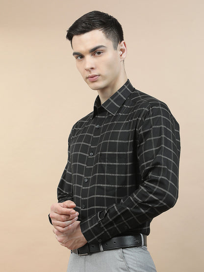 Formal Shirt for Men l Breathable & Soft with Color Fastness Slim Fit  Cotton Fabric Checkered Pattern