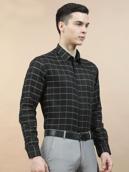 Formal Shirt for Men l Breathable & Soft with Color Fastness Slim Fit  Cotton Fabric Checkered Pattern