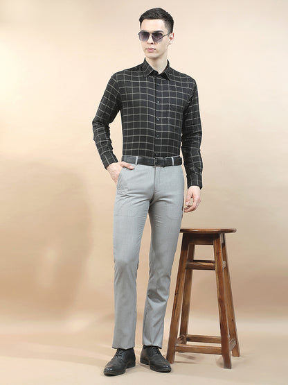 Formal Shirt for Men l Breathable & Soft with Color Fastness Slim Fit  Cotton Fabric Checkered Pattern