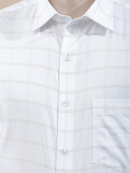 Formal Shirt for Men l Breathable & Soft with Color Fastness Slim Fit  Cotton Fabric Checkered Pattern