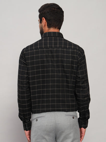 Formal Shirt for Men l Breathable & Soft with Color Fastness Regular Fit Spread Collar Neck Cotton Fabric Checkered Pattern