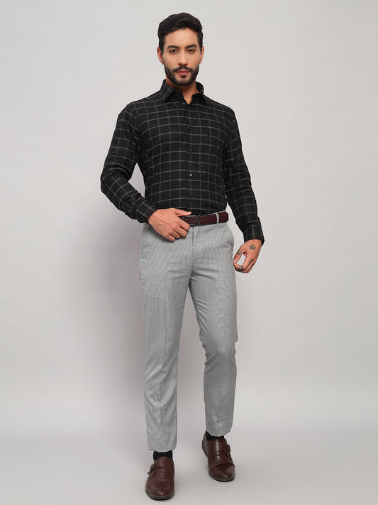 Formal Shirt for Men l Breathable & Soft with Color Fastness Regular Fit Spread Collar Neck Cotton Fabric Checkered Pattern