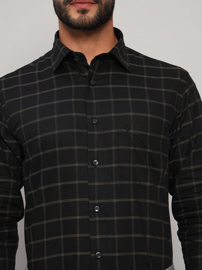 Formal Shirt for Men l Breathable & Soft with Color Fastness Regular Fit Spread Collar Neck Cotton Fabric Checkered Pattern