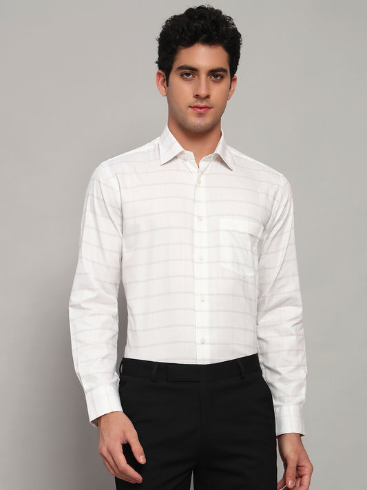 Formal Shirt for Men l Breathable & Soft with Color Fastness Regular Fit Spread Collar Neck Cotton Fabric Striped Pattern
