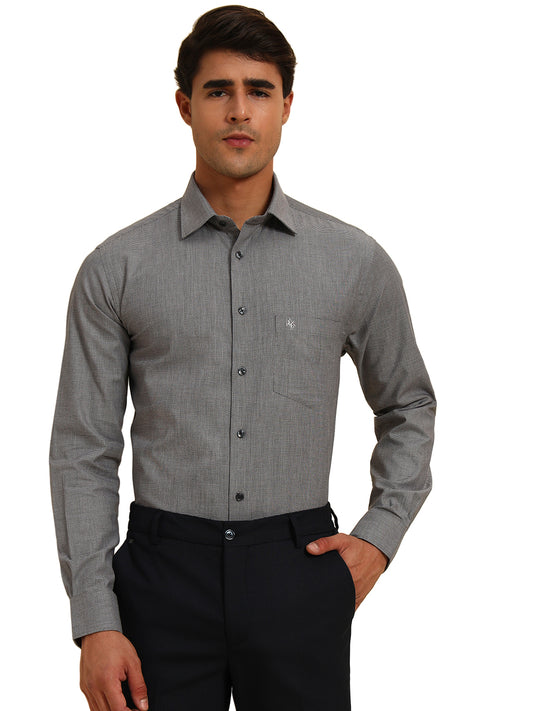 Formal Shirt for Men l Breathable & Soft with Color Fastness Regular Fit Spread Collar Neck Cotton Fabric Self Design Pattern
