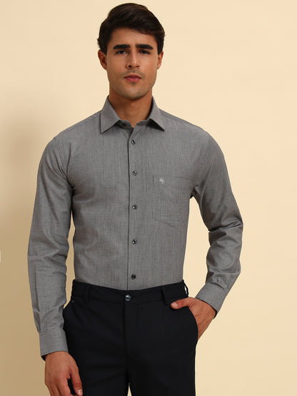 Formal Shirt for Men l Breathable & Soft with Color Fastness Regular Fit Spread Collar Neck Cotton Fabric Self Design Pattern