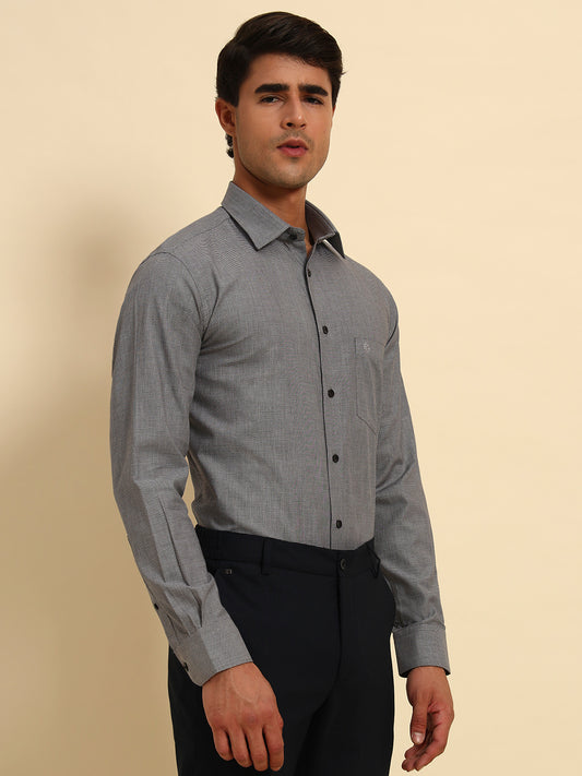 Formal Shirt for Men l Breathable & Soft with Color Fastness Regular Fit Spread Collar Neck Cotton Fabric Self Design Pattern