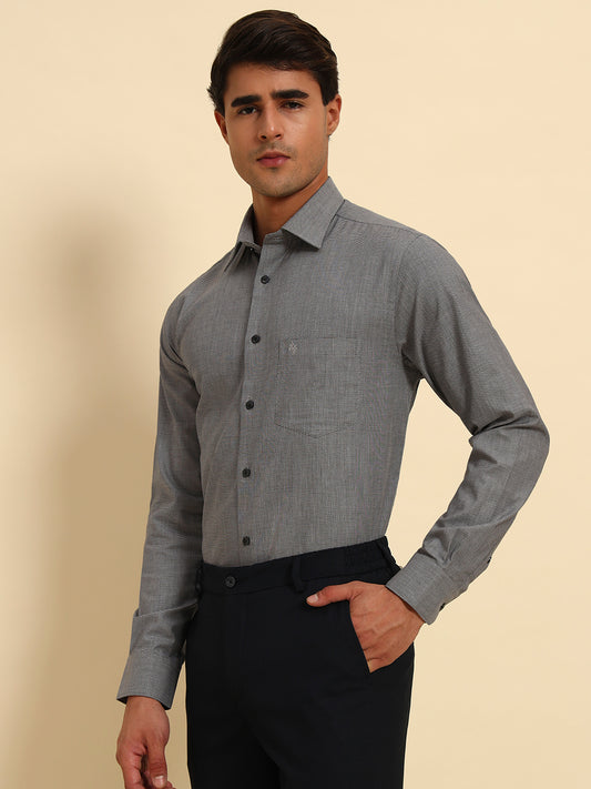 Formal Shirt for Men l Breathable & Soft with Color Fastness Regular Fit Spread Collar Neck Cotton Fabric Self Design Pattern