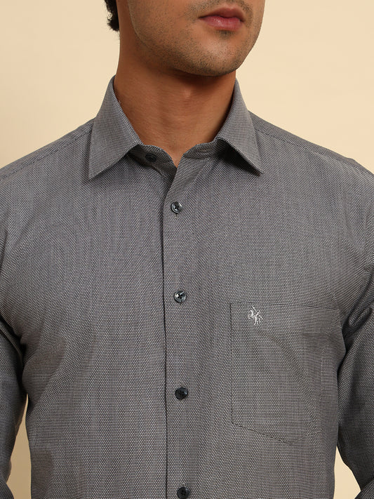 Formal Shirt for Men l Breathable & Soft with Color Fastness Regular Fit Spread Collar Neck Cotton Fabric Self Design Pattern