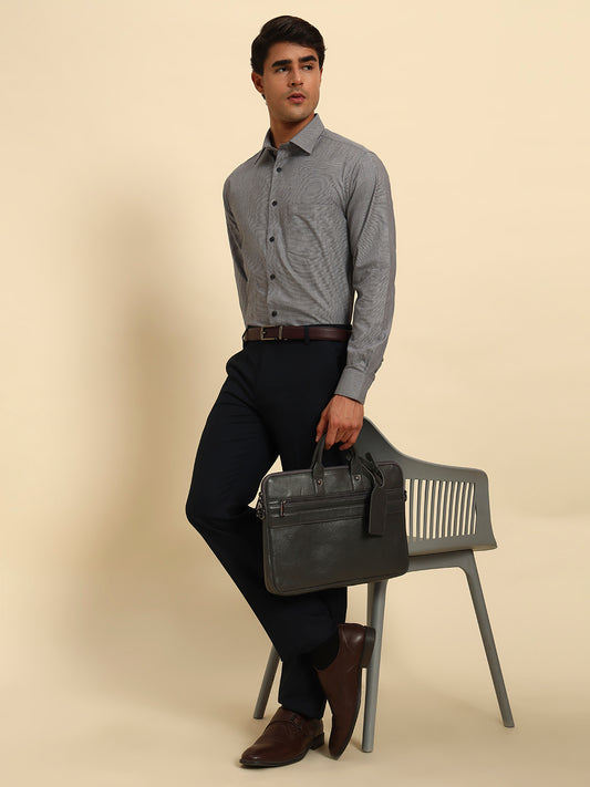 Formal Shirt for Men l Breathable & Soft with Color Fastness Regular Fit Spread Collar Neck Cotton Fabric Self Design Pattern