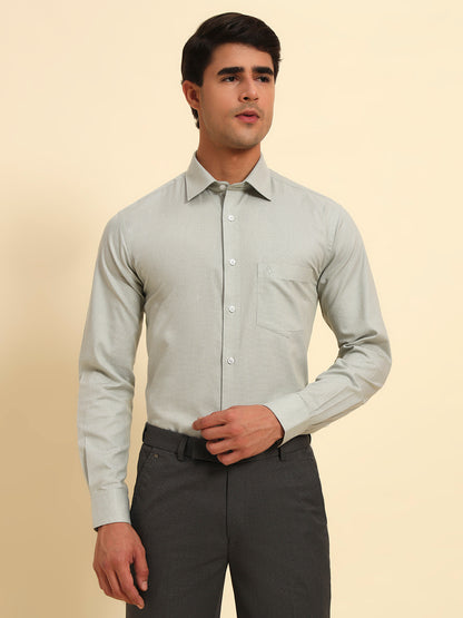 Formal Shirt for Men l Breathable & Soft with Color Fastness Regular Fit Spread Collar Neck Cotton Fabric Self Design Pattern
