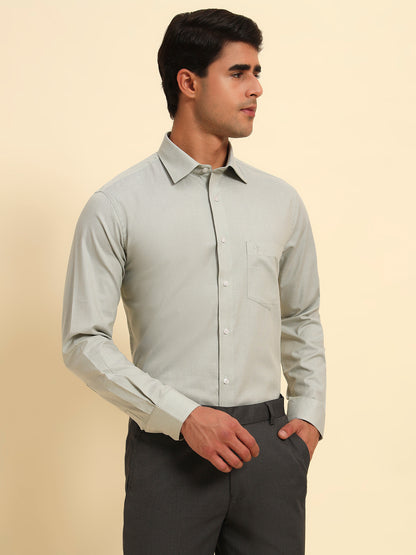 Formal Shirt for Men l Breathable & Soft with Color Fastness Regular Fit Spread Collar Neck Cotton Fabric Self Design Pattern