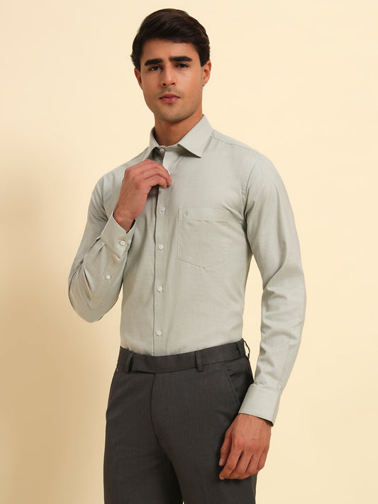 Formal Shirt for Men l Breathable & Soft with Color Fastness Regular Fit Spread Collar Neck Cotton Fabric Self Design Pattern