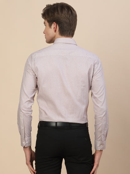 Formal Shirt for Men | Breathable & Soft with Color Fastness Regular Fit Spread Collar Neck Cotton Fabric Printed Pattern