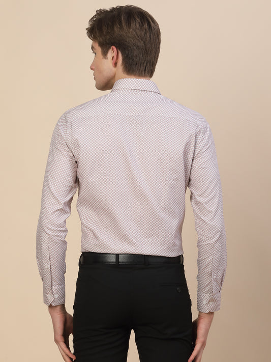 Formal Shirt for Men | Breathable & Soft with Color Fastness Regular Fit Spread Collar Neck Cotton Fabric Printed Pattern