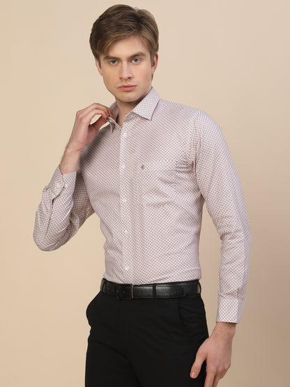 Formal Shirt for Men | Breathable & Soft with Color Fastness Regular Fit Spread Collar Neck Cotton Fabric Printed Pattern