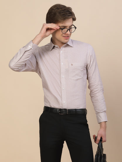 Formal Shirt for Men | Breathable & Soft with Color Fastness Regular Fit Spread Collar Neck Cotton Fabric Printed Pattern