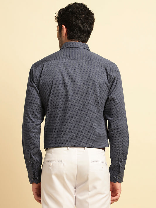 Formal Shirt for Men | Breathable & Soft with Color Fastness Regular Fit Spread Collar Neck Cotton Fabric Printed Pattern