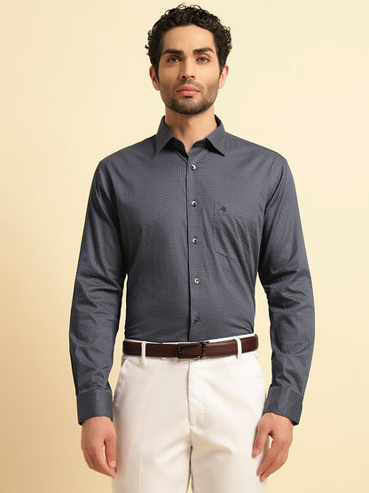 Formal Shirt for Men | Breathable & Soft with Color Fastness Regular Fit Spread Collar Neck Cotton Fabric Printed Pattern