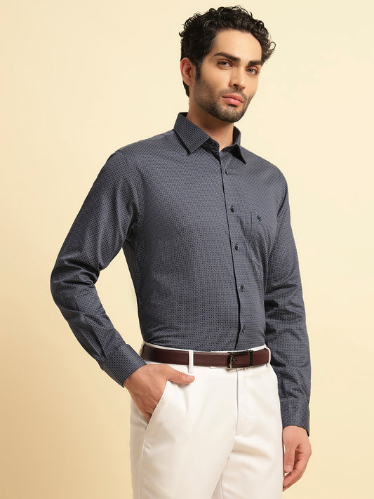 Formal Shirt for Men | Breathable & Soft with Color Fastness Regular Fit Spread Collar Neck Cotton Fabric Printed Pattern