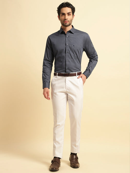 Formal Shirt for Men | Breathable & Soft with Color Fastness Regular Fit Spread Collar Neck Cotton Fabric Printed Pattern