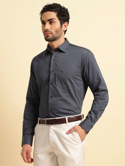 Formal Shirt for Men | Breathable & Soft with Color Fastness Regular Fit Spread Collar Neck Cotton Fabric Printed Pattern