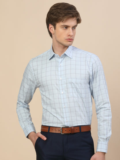 Formal Shirt for Men | Breathable & Soft with Color Fastness Regular Fit Spread Collar Neck Cotton Fabric Check Pattern