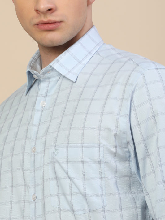 Formal Shirt for Men | Breathable & Soft with Color Fastness Regular Fit Spread Collar Neck Cotton Fabric Check Pattern