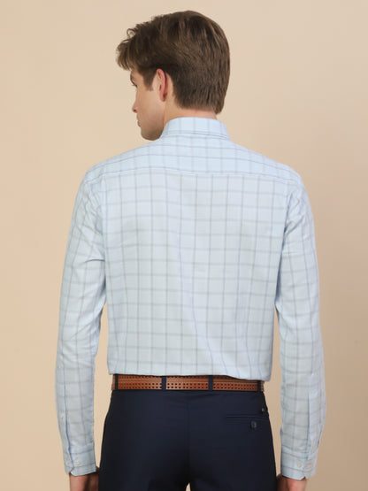 Formal Shirt for Men | Breathable & Soft with Color Fastness Regular Fit Spread Collar Neck Cotton Fabric Check Pattern