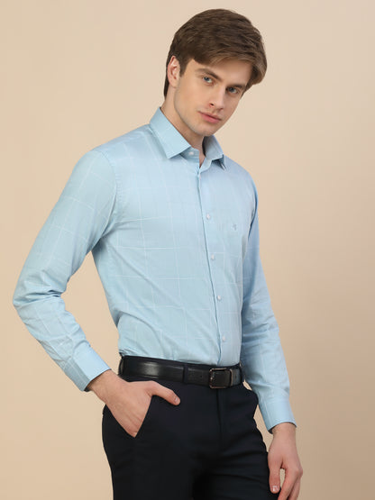 Formal Shirt for Men | Breathable & Soft with Color Fastness Regular Fit Spread Collar Neck Cotton Fabric Check Pattern