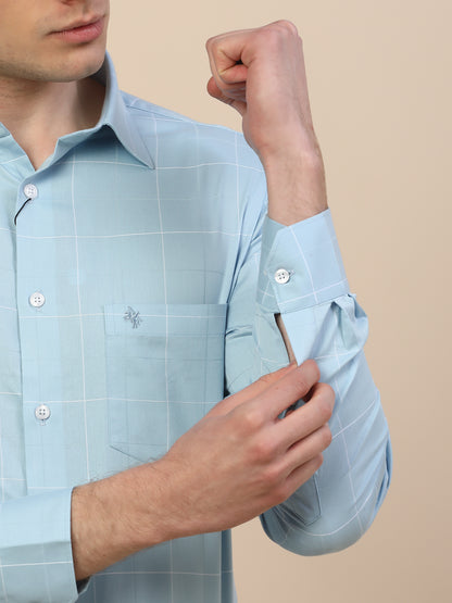 Formal Shirt for Men | Breathable & Soft with Color Fastness Regular Fit Spread Collar Neck Cotton Fabric Check Pattern