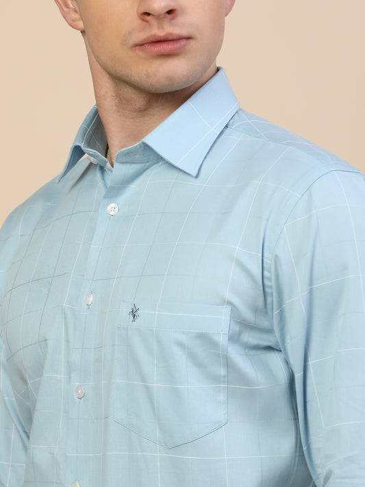 Formal Shirt for Men | Breathable & Soft with Color Fastness Regular Fit Spread Collar Neck Cotton Fabric Check Pattern