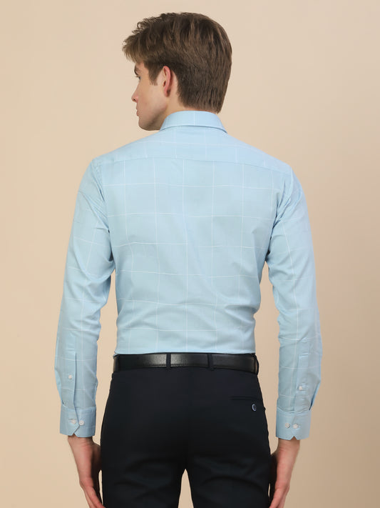 Formal Shirt for Men | Breathable & Soft with Color Fastness Regular Fit Spread Collar Neck Cotton Fabric Check Pattern