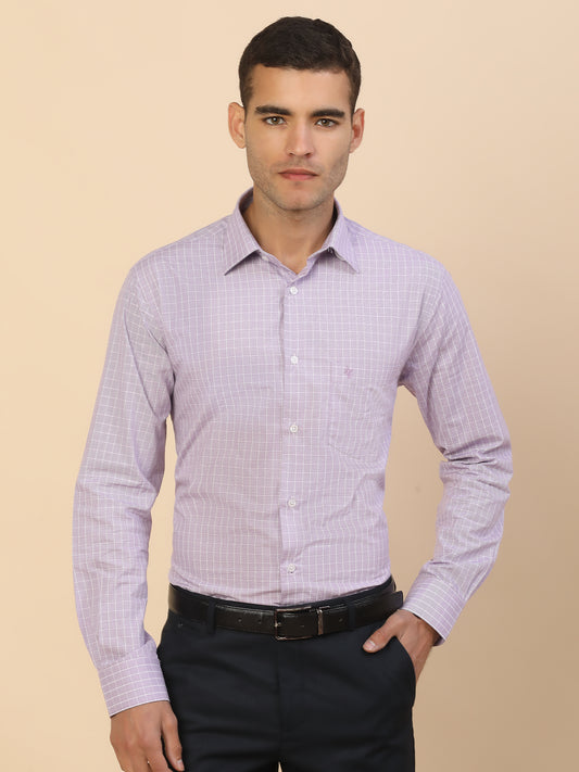 Men's Stylish Checkered Formal Shirt | Regular Fit | Full Sleeve | Pure Cotton | Smart Formal Wear