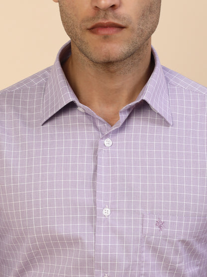 Men's Stylish Checkered Formal Shirt | Regular Fit | Full Sleeve | Pure Cotton | Smart Formal Wear