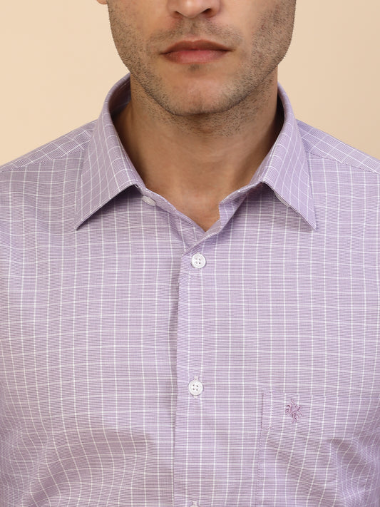 Men's Stylish Checkered Formal Shirt | Regular Fit | Full Sleeve | Pure Cotton | Smart Formal Wear
