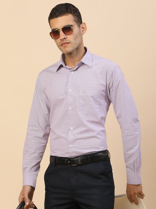 Men's Stylish Checkered Formal Shirt | Regular Fit | Full Sleeve | Pure Cotton | Smart Formal Wear