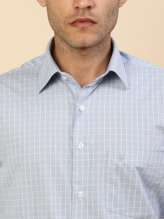 Men's Stylish Checkered Formal Shirt | Regular Fit | Full Sleeve | Pure Cotton | Smart Formal Wear