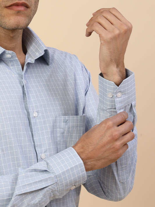 Men's Stylish Checkered Formal Shirt | Regular Fit | Full Sleeve | Pure Cotton | Smart Formal Wear