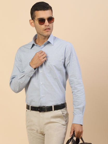 Men's Stylish Checkered Formal Shirt | Regular Fit | Full Sleeve | Pure Cotton | Smart Formal Wear