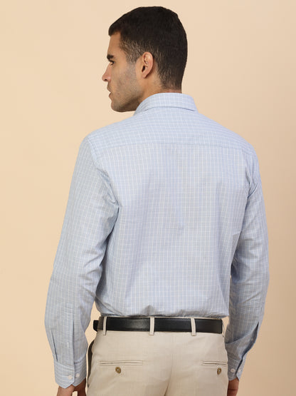 Men's Stylish Checkered Formal Shirt | Regular Fit | Full Sleeve | Pure Cotton | Smart Formal Wear