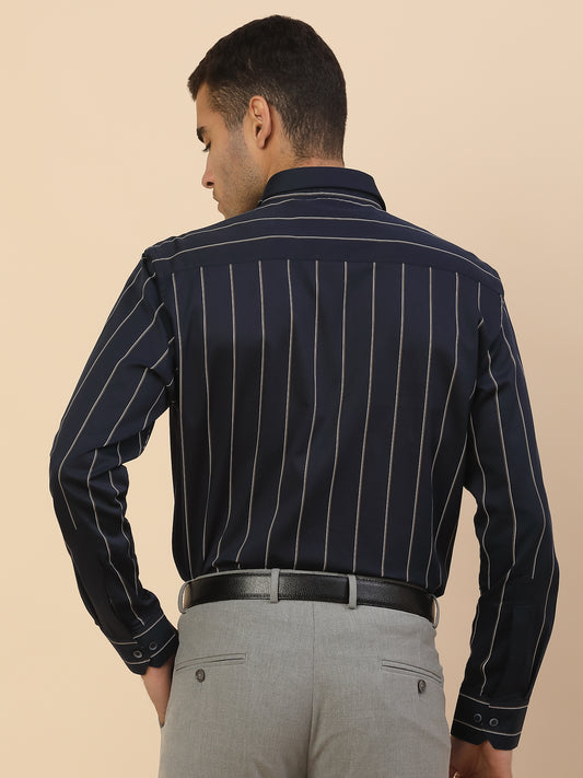 Men's Stylish Striped Formal Shirt | Regular Fit | Full Sleeve | Pure Cotton | Smart Formal Wear
