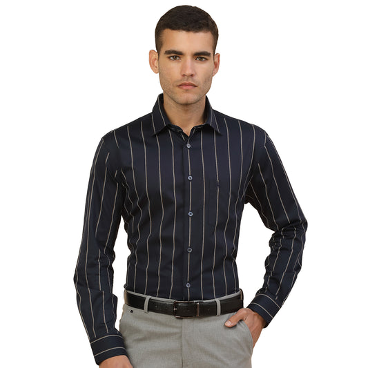 Men's Stylish Striped Formal Shirt | Regular Fit | Full Sleeve | Pure Cotton | Smart Formal Wear
