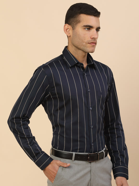 Men's Stylish Striped Formal Shirt | Regular Fit | Full Sleeve | Pure Cotton | Smart Formal Wear