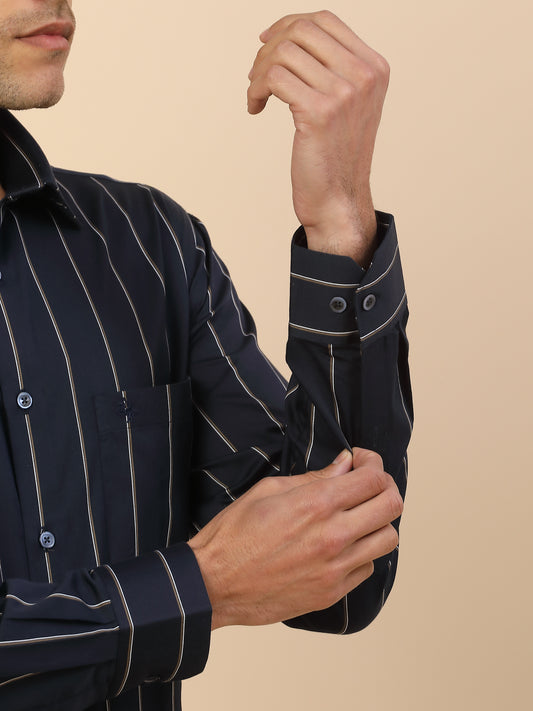 Men's Stylish Striped Formal Shirt | Regular Fit | Full Sleeve | Pure Cotton | Smart Formal Wear