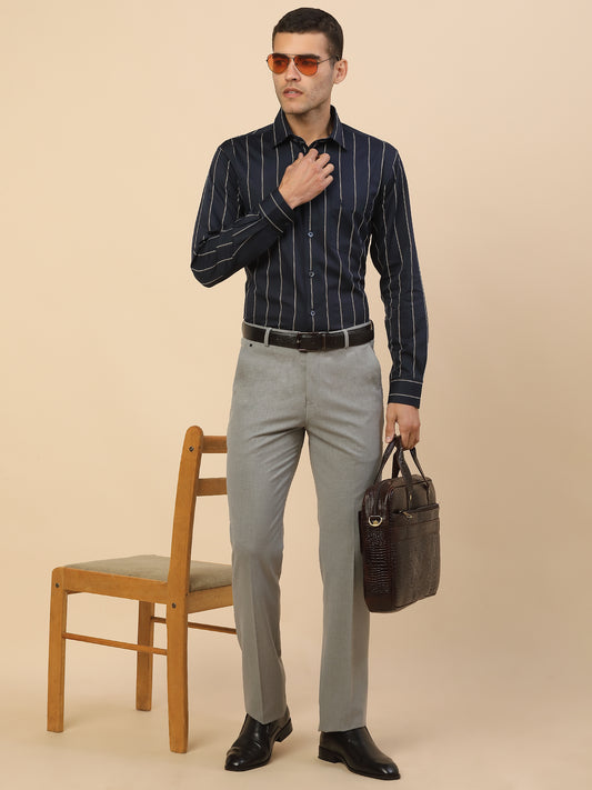 Men's Stylish Striped Formal Shirt | Regular Fit | Full Sleeve | Pure Cotton | Smart Formal Wear