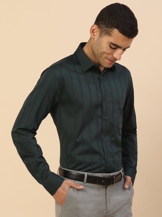Men's Stylish Striped Formal Shirt | Regular Fit | Full Sleeve | Pure Cotton | Smart Formal Wear