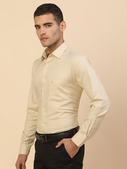 Men's Stylish Checkered Formal Shirt | Regular Fit | Full Sleeve | Pure Cotton | Smart Formal Wear