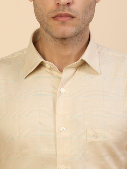 Men's Stylish Checkered Formal Shirt | Regular Fit | Full Sleeve | Pure Cotton | Smart Formal Wear