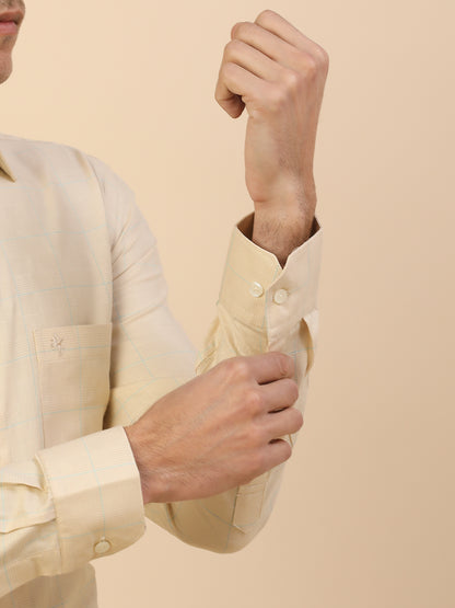 Men's Stylish Checkered Formal Shirt | Regular Fit | Full Sleeve | Pure Cotton | Smart Formal Wear